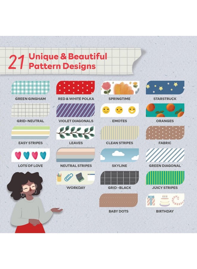 XFasten Colorful Washi Tape Set Of 21 Scrapbook Washi Tape Bulk Non-Fading Washi Tapes, Decorative Tape For Whiteboard, Wide Washi Tape Pack, Thick Washi Tape For Journaling, Washy Tape - Image 3