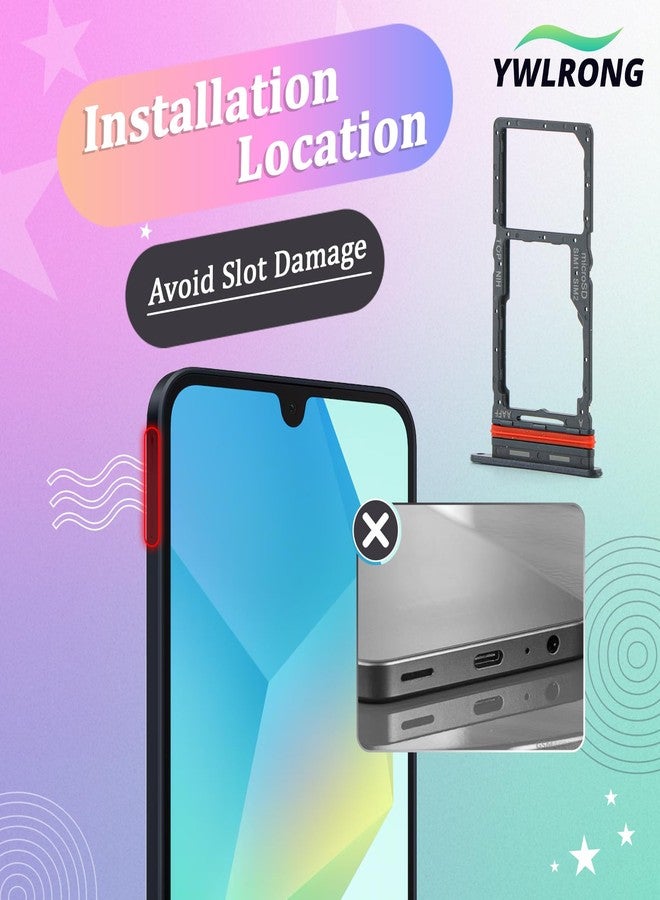 YWLRONG حامل بطاقة SIM 2PCS لجهاز سامسونج جالاكسي A16 5G بديل لفتحة بطاقة SIM لجهاز سامسونج A16 5G SM-A166U مع دبوس فتح الطرد - Image 5