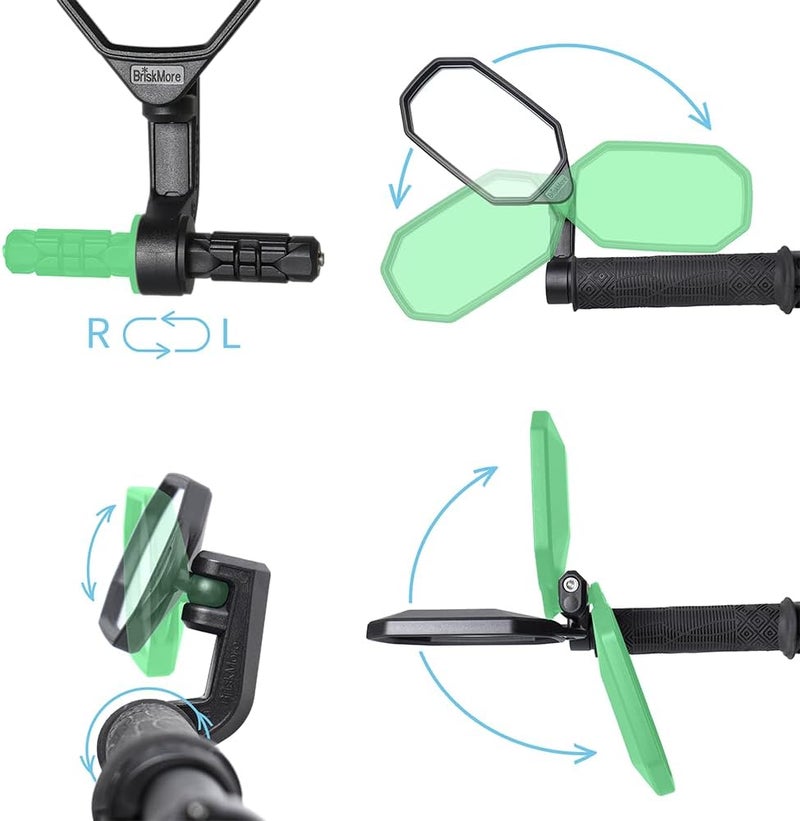 BriskMore Bar End Bike Mirrors, High–Definition Convex Glass Lens for Scooter Electric Bicycle, Scratch Resistant, Ebike Safe Rearview Mirror for Left Side Olny BT-022L Gulf approved global quality - Image 4