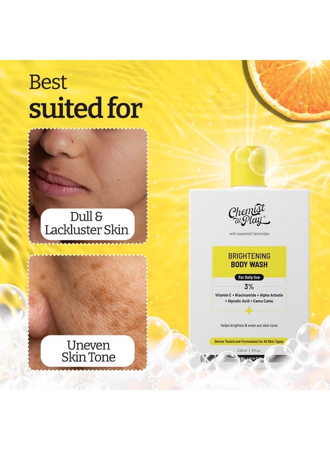 كيميست_أت_بلاي غسول الجسم المشرق | غسول الجسم بفيتامين سي للبشرة المتوهجة | يساعد على تقليل تلاشي البقع الداكنة، ويوحد لون البشرة | ألفا أربوتين | 30X فيتامين سي مع كامو كامو | للنساء والرجال | 236 مل - Image 3