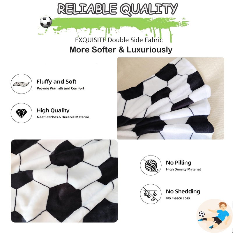 AUIVTY هدايا كرة القدم بطانية Auivty لكرة القدم للأولاد 8-12 هدايا مدرب فريق كرة القدم Fleece رمي بطانية الأطفال عاشق كرة القدم لعيد الميلاد (50 "" X60 "لكرة القدم) - Image 4