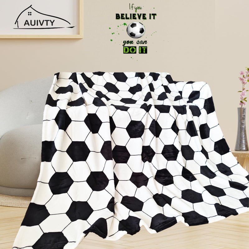 AUIVTY هدايا كرة القدم بطانية Auivty لكرة القدم للأولاد 8-12 هدايا مدرب فريق كرة القدم Fleece رمي بطانية الأطفال عاشق كرة القدم لعيد الميلاد (50 "" X60 "لكرة القدم) - Image 2