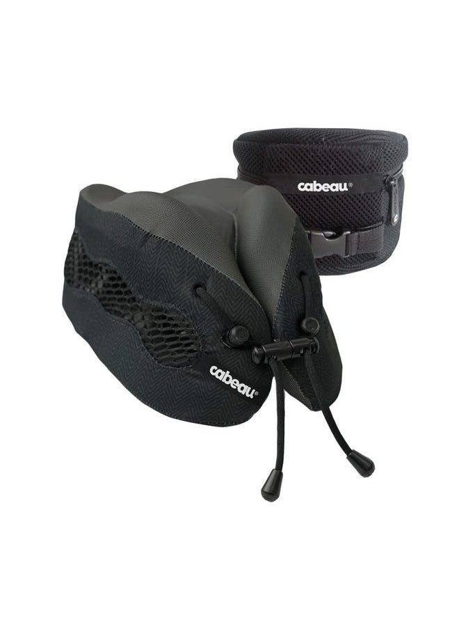Cabeau Cabeau Long Haul Flight Cooling Travel Neck Pillow - Evolution Cool - Supportive Memory Foam with Airflow Vents - Compact with Carrying Case (Black)  - Image 1