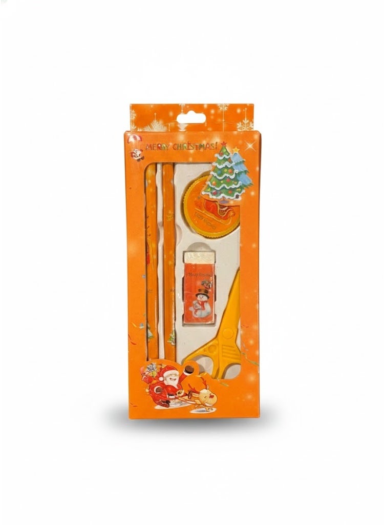 Christmas Kids’ Stationery Set – 5 Pieces – Orange - Image 1