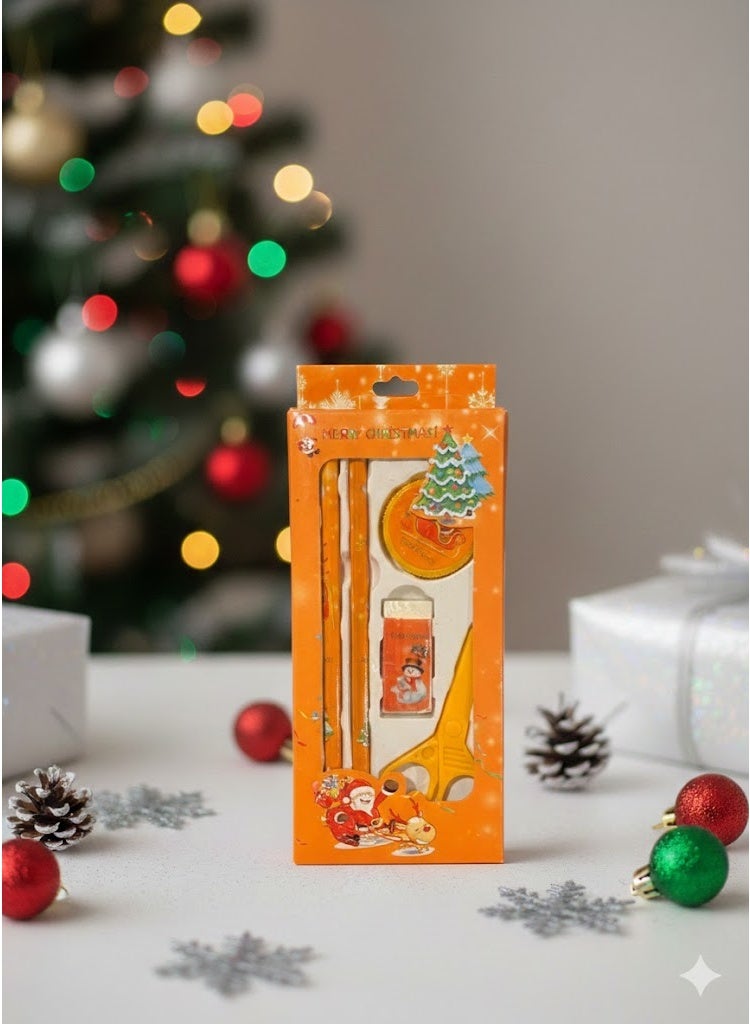 Christmas Kids’ Stationery Set – 5 Pieces – Orange - Image 2