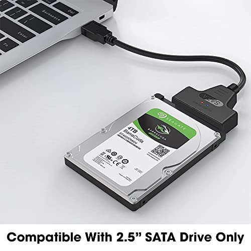 Sounce USB 3.0 SATA III Hard Drive Adapter Cable, SATA to USB Adapter Cable for 2.5 inch (6.35 cm) SSD & HDD, Support UASP, 9 inch(22 cm), Black - Image 2
