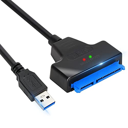 Sounce USB 3.0 SATA III Hard Drive Adapter Cable, SATA to USB Adapter Cable for 2.5 inch (6.35 cm) SSD & HDD, Support UASP, 9 inch(22 cm), Black - Image 1