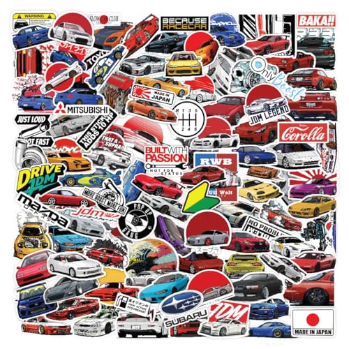 CodersParadise 55-Piece JDM Car Sticker Pack | Waterproof, Residue-Free Japanese Racing Car Stickers for Laptop, Journal, Bike Helmet, Guitar, Mobile Case - Image 1