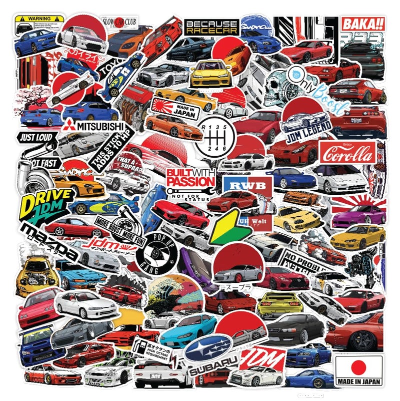 CodersParadise 55-Piece JDM Car Sticker Pack | Waterproof, Residue-Free Japanese Racing Car Stickers for Laptop, Journal, Bike Helmet, Guitar, Mobile Case - Image 5