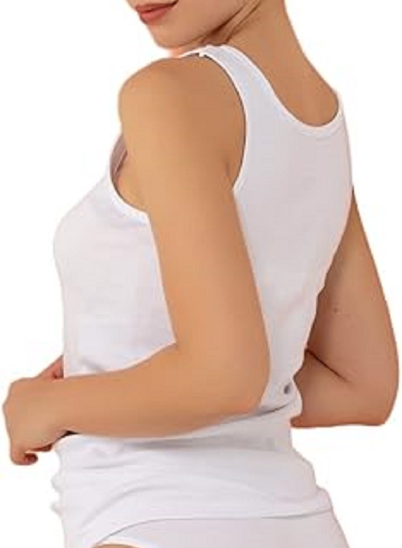 Genaric women teshirt Sleeveless Wide Strap Cotton Round Neck Casual Summer Style - Image 2