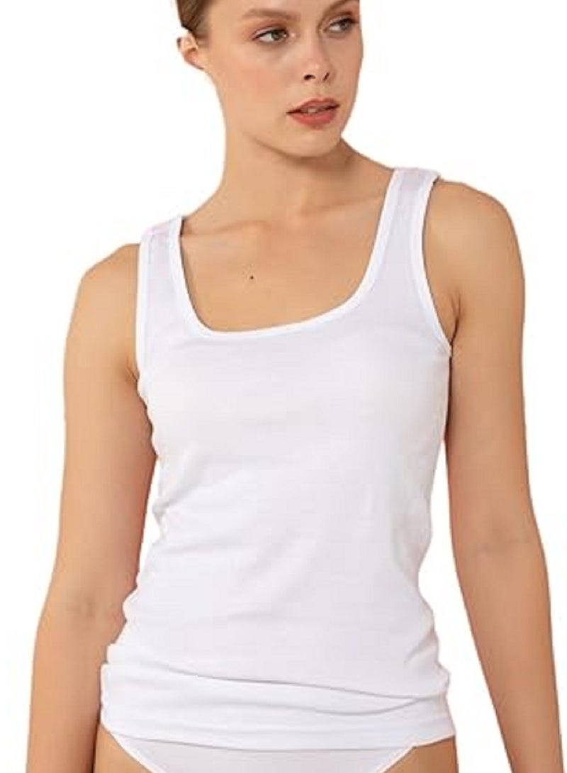 Genaric women teshirt Sleeveless Wide Strap Cotton Round Neck Casual Summer Style - Image 3