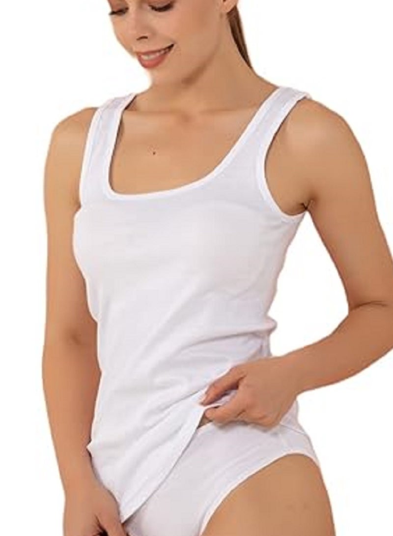 Genaric women teshirt Sleeveless Wide Strap Cotton Round Neck Casual Summer Style - Image 4