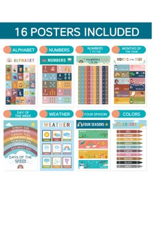 SYOSI Educational Posters, 16 Boho Kids Toddlers Teacher Posters, Preschool Home School Essentials, for Classroom Posters Elementary, Learning Posters for Toddlers Preschool Classroom Supplies  - Image 3