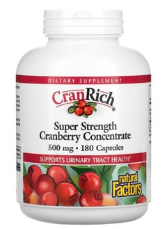 natural Factors CranRich, Super Strength Cranberry Concentrate, 500 mg, 180 Capsules 