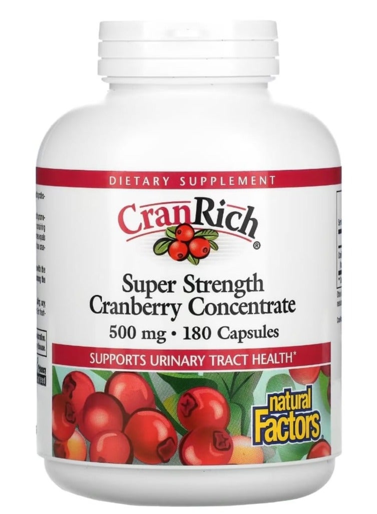 natural Factors CranRich, Super Strength Cranberry Concentrate, 500 mg, 180 Capsules