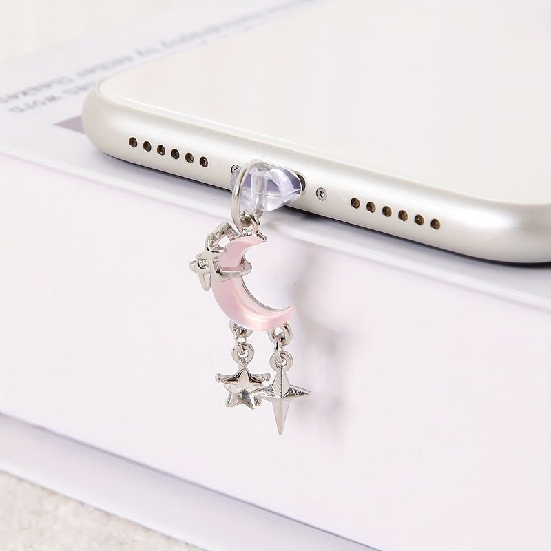 Blue Moon Starry Stars Alloy Anti Dust Plug Pendant Girly iPhone Type C - Image 4
