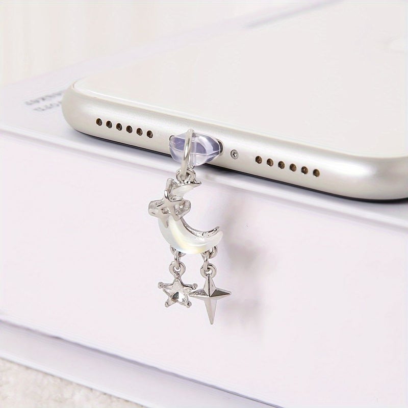 Blue Moon Starry Stars Alloy Anti Dust Plug Pendant Girly iPhone Type C - Image 5