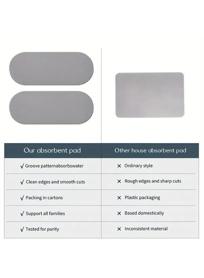 Two Piece Glossy Medium Gray Diatomite Sink Tray Set With Wooden Feet For Instant Drying - Image 5