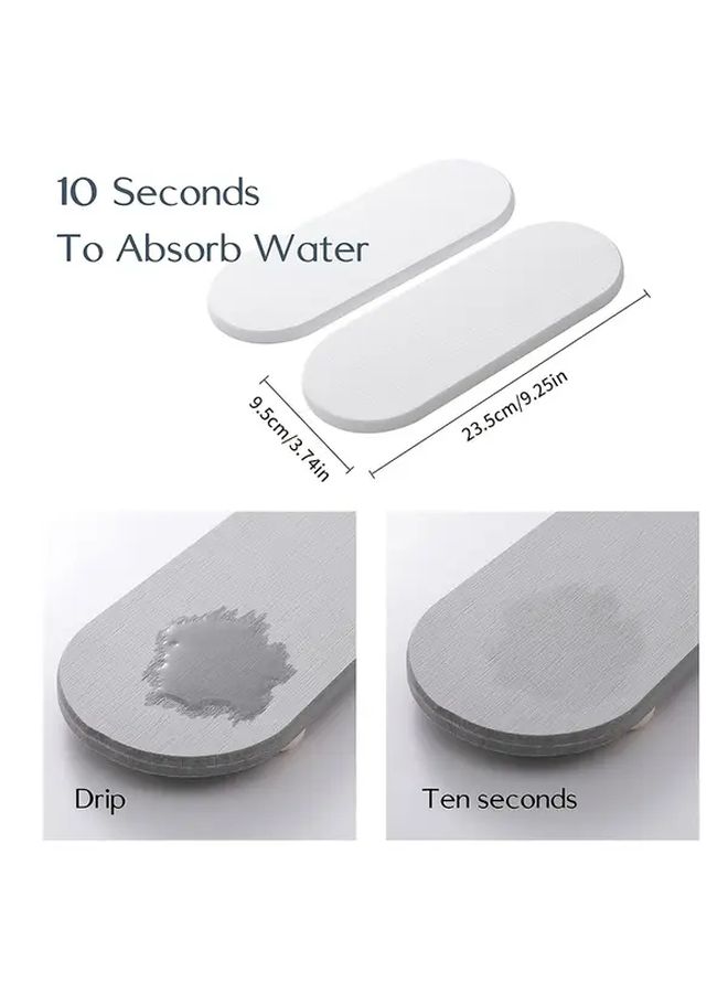 Two Piece Glossy Medium Gray Diatomite Sink Tray Set With Wooden Feet For Instant Drying - Image 3