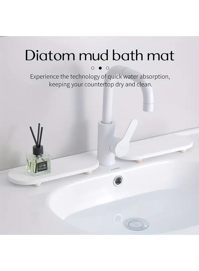 Two Piece Glossy Medium Gray Diatomite Sink Tray Set With Wooden Feet For Instant Drying - Image 2