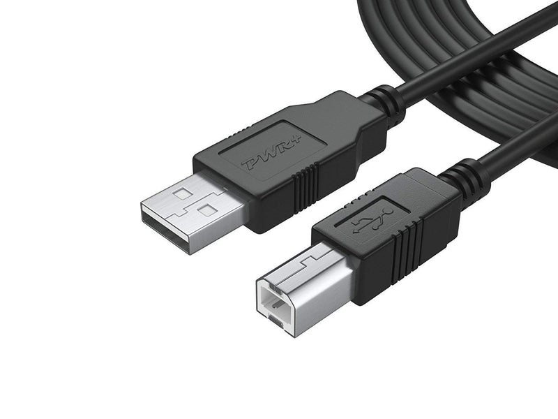 PWR+ 12Ft Extra Long USB-Printer-Cable 2.0 for HP OfficeJet LaserJet Envy, Canon Pixma, Epson Workforce, Stylus Expression Home, Brother, Silhouette Cameo, Dell Scanner Fax Cord - Image 1