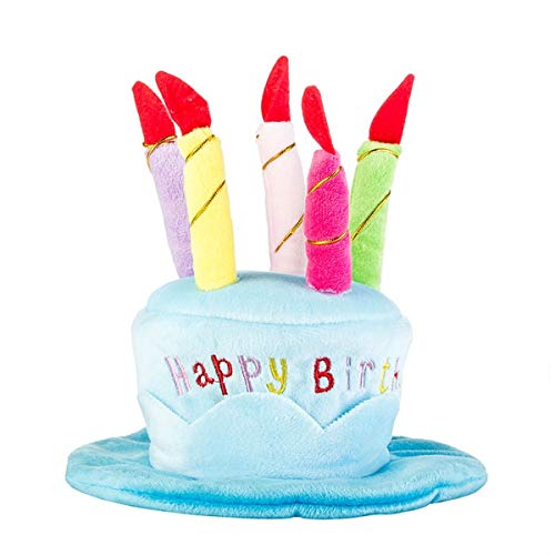Secfanya Cute Adorable Dog Cat Birthday Cake Hat Pet Cap Headwear Hat with 5 Color Candles Design Party Custom Accessory (One Size fits Most) (Blue) - Image 5