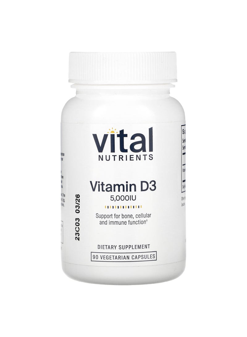 Vitamin D3,  5,000 IU, 90 Vegetarian Capsules