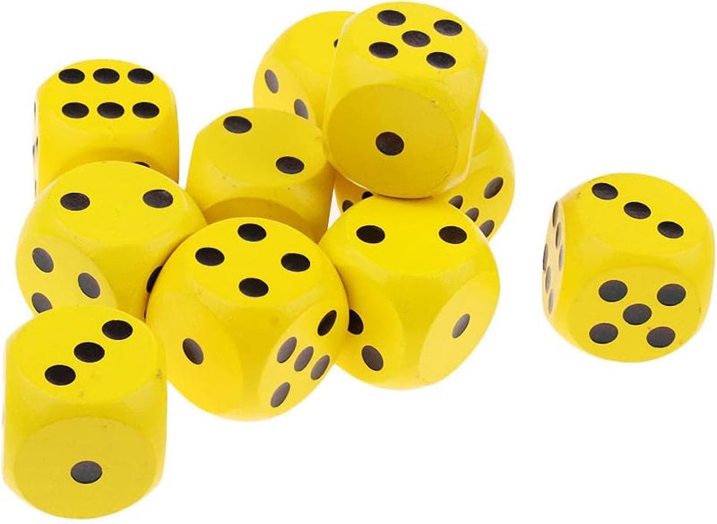 klarako 10pcs Large D6 Wooden Dice Dice Set, 2cm  Yellow, 2cm - Image 5