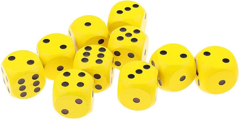 klarako 10pcs Large D6 Wooden Dice Dice Set, 2cm  Yellow, 2cm - Image 3