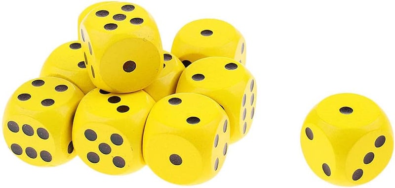 klarako 10pcs Large D6 Wooden Dice Dice Set, 2cm  Yellow, 2cm - Image 4