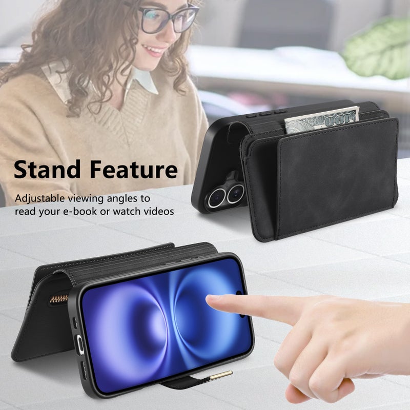 Magnetic Flip Leather Phone Case with Card Slot and Ring Holder for iPhone 17, iPhone 16, Samsung S25 Ultra - Image 4