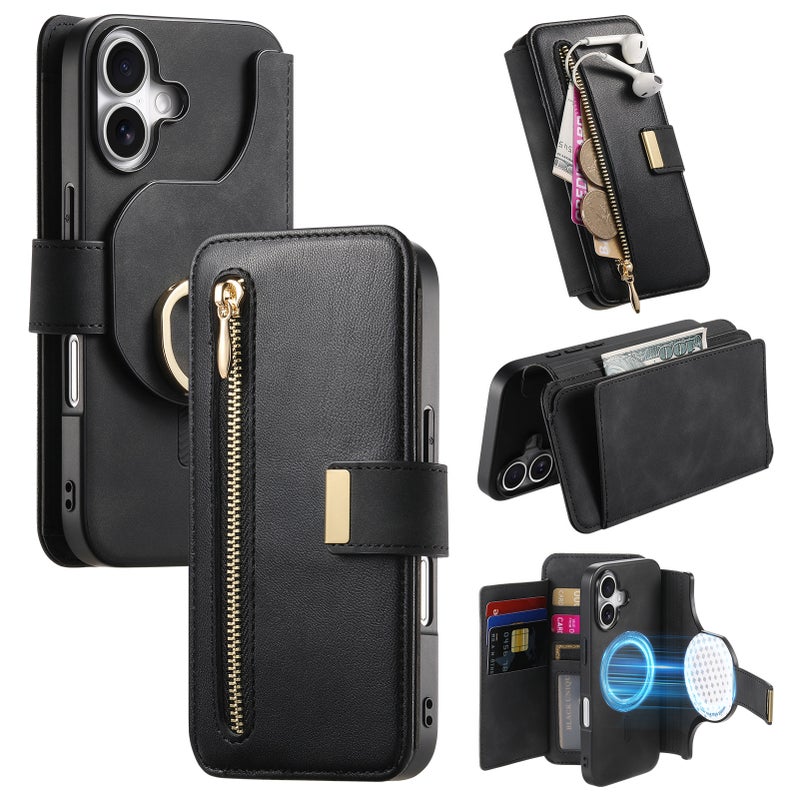 Magnetic Flip Leather Phone Case with Card Slot and Ring Holder for iPhone 17, iPhone 16, Samsung S25 Ultra - Image 2