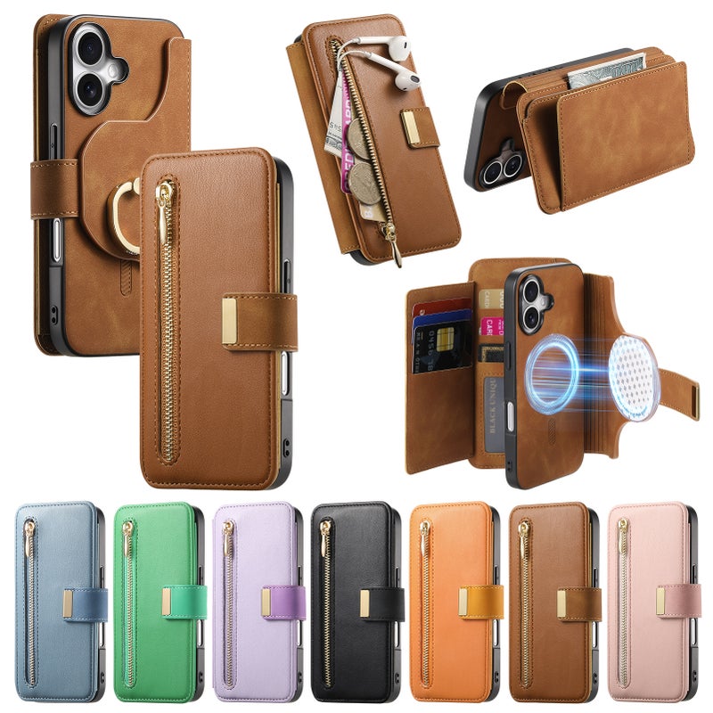 Magnetic Flip Leather Phone Case with Card Slot and Ring Holder for iPhone 17, iPhone 16, Samsung S25 Ultra - Image 3