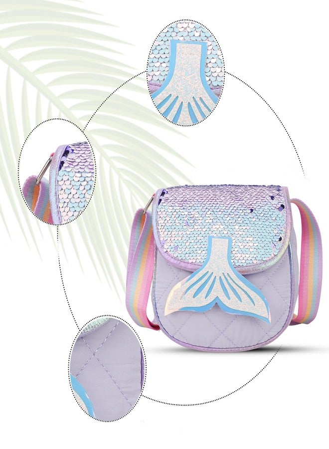 ADSON Mermaid Fishtail Laser Holographic Self Quilted Sequins Crossbody Bag Sling Cute Shoulder Bag Purse Handbag Cute Tote Girl Messenger Child Tote Wallet kids Crossbody Bag (Multi Colour Mermaid) - Image 5