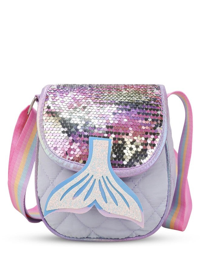 ADSON Mermaid Fishtail Laser Holographic Self Quilted Sequins Crossbody Bag Sling Cute Shoulder Bag Purse Handbag Cute Tote Girl Messenger Child Tote Wallet kids Crossbody Bag (Multi Colour Mermaid) - Image 1
