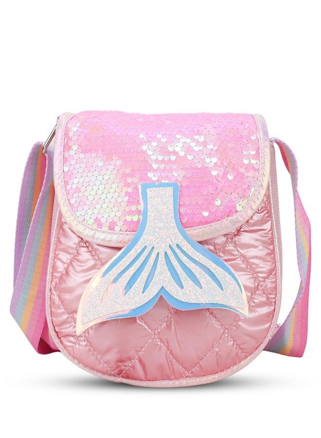 ADSON Mermaid Fishtail Laser Holographic Self Quilted Sequins Crossbody Bag Sling Cute Shoulder Bag Purse Handbag Cute Tote Girl Messenger Child Tote Wallet kids Crossbody Bag (Multi Colour Mermaid) - Image 4