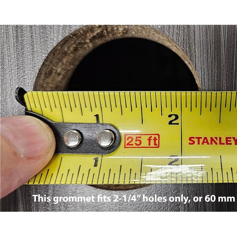 Brushed Silver Round Metal Desk Grommet with Square Outer Trim, 60 mm / 2.36 inches, 2 Pack - Image 5