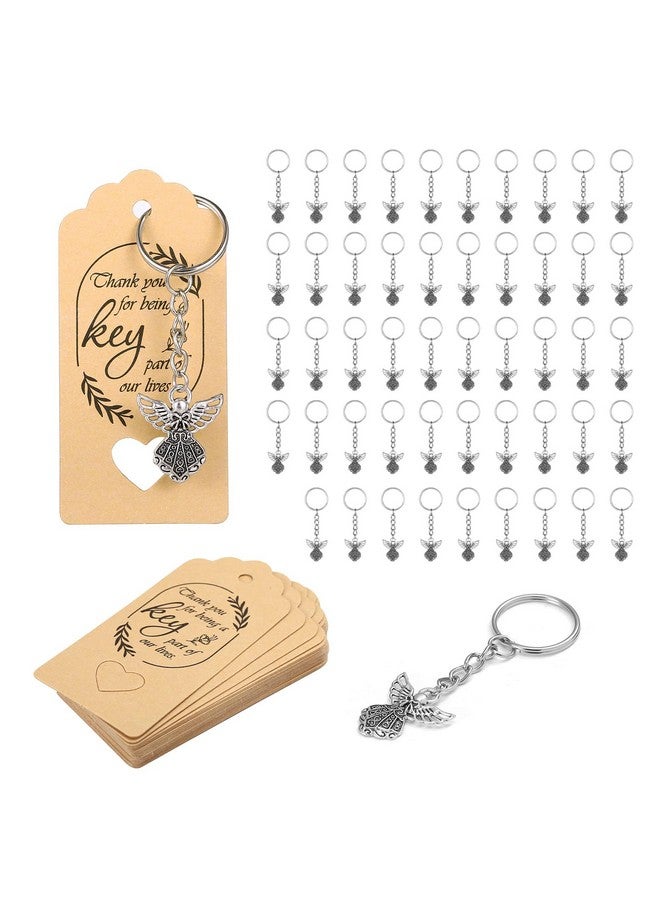GWHOLE Guardian Angel Keychain Driver Key Ring Baptism Return Gift Light Weight Alloy Decoration Thank You Tag for Christmas Holiday Birthday Party 50pcs - Image 1