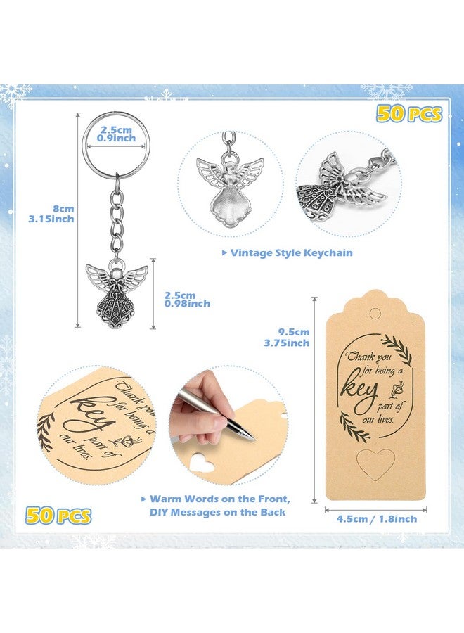 GWHOLE Guardian Angel Keychain Driver Key Ring Baptism Return Gift Light Weight Alloy Decoration Thank You Tag for Christmas Holiday Birthday Party 50pcs - Image 2