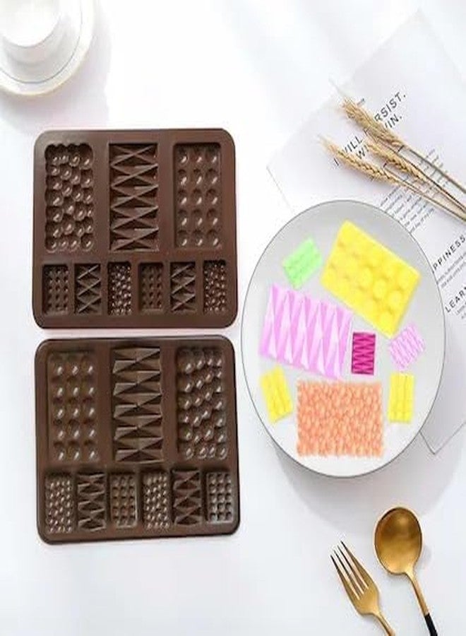 MPR4-(Pack of 3) Silicone Chocolate Moulds Set, 9 in 1 Break-Apart Bars, Dubai Special Chocolate Mould, 9 Cavity Multi Design Moulds,Bubble, Jelly, Gummies Flexible, Non-Stick, Reusable Baking Trays - Image 4