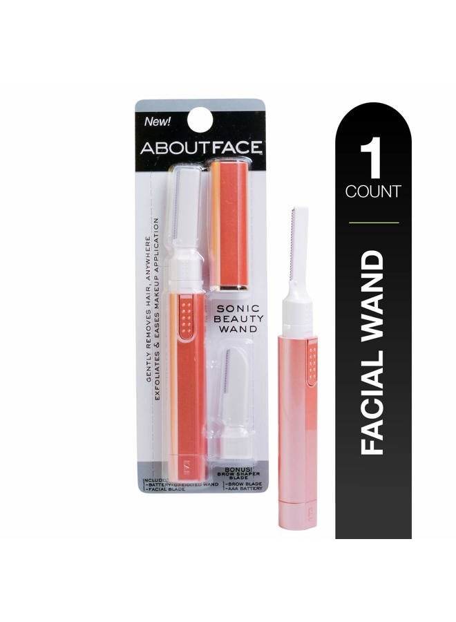 About Face Sonic Beauty Wand - Electric Facial Hair Remover and Bonus Eyebrow Shaper, Ideal for Shaving, Exfoliating and Brow Shaping, Epilator for Men & Women  - Image 1