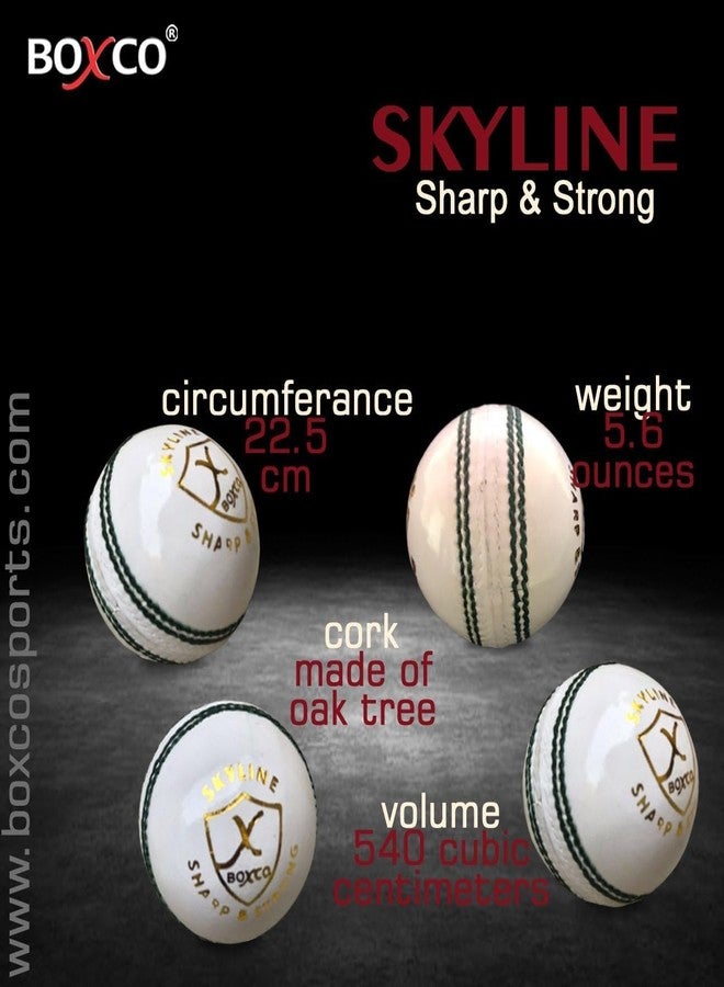 BOXCO Skyline Hand Made Four Piece Cricket Leather Ball for Club, T20, One Day, Test Cricket Matches (Pack of 6) (White) - Image 5