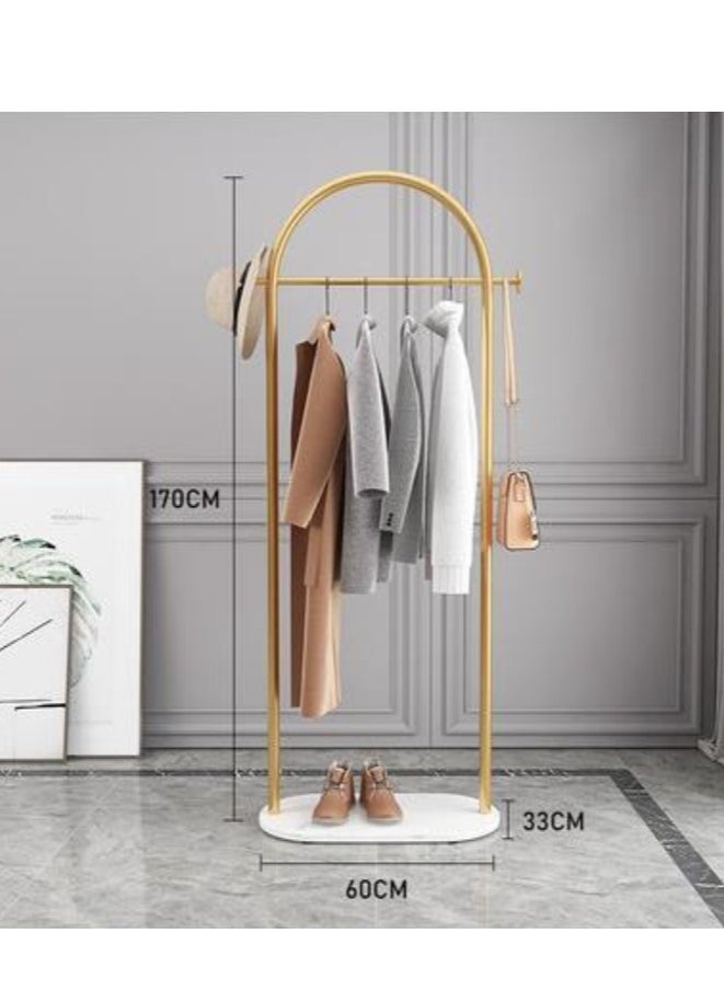 Coat rack Fashionable and Versatile Coat Rack and Clothes Hanger Stand Half-Round Shape, Multi-Functional- Arch-Shaped Metal Coat Hanger, 170*60cm, for a Sleek and Organized Living Space(Gold)