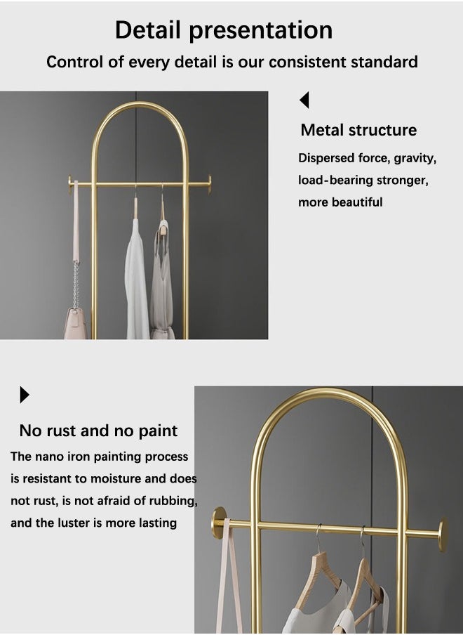 Coat rack Fashionable and Versatile Coat Rack and Clothes Hanger Stand Half-Round Shape, Multi-Functional- Arch-Shaped Metal Coat Hanger, 170*60cm, for a Sleek and Organized Living Space(Gold)