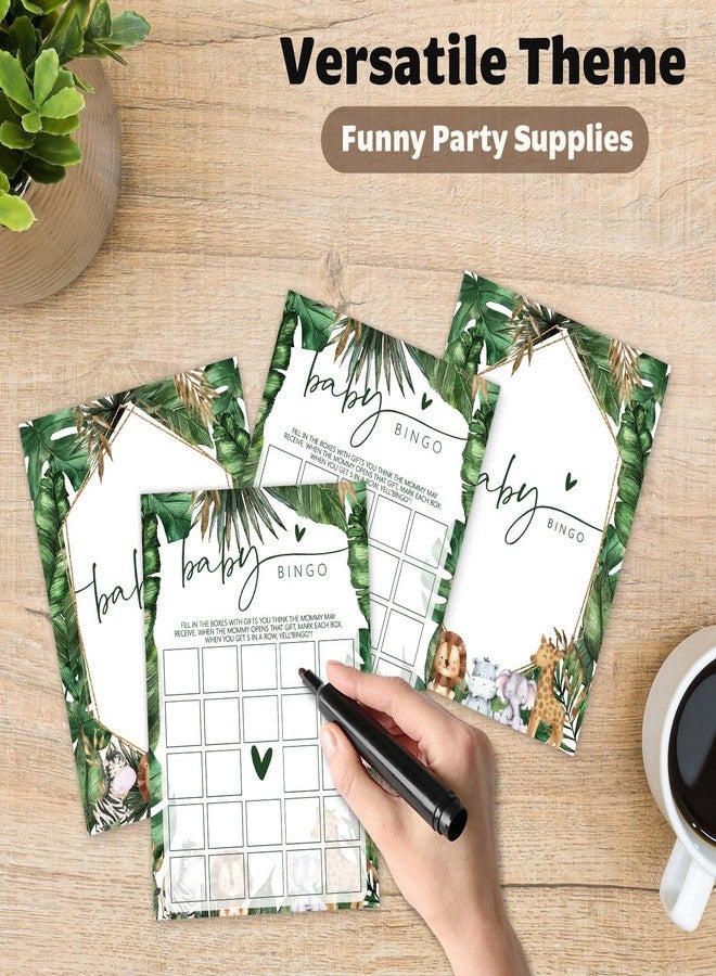 Kqfdr Hilarious Baby Shower Games, Baby Bingo Game, Jungle Animals Party Decorations Favors, Ice Breaker Activities for Parents-to-Be-30 pcs, 5x7 in - C06 - Image 3