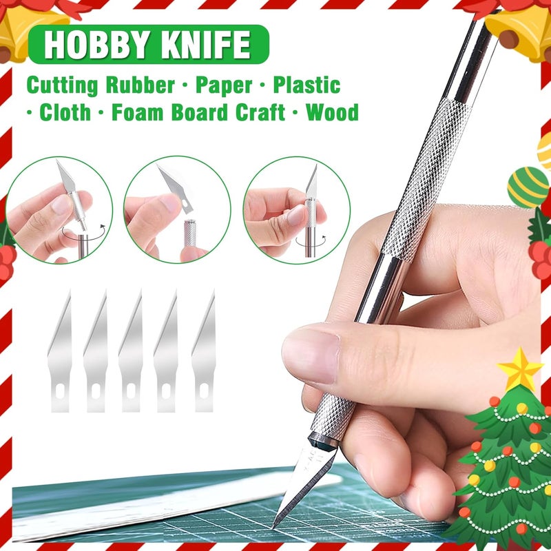 WAYCOM Rubber Stamp Making Kit: Linoleum Cutter Set Hobby Knife Pencil for DIY Stamp Carving Craft Hobby Kits Birthday Gift for Adults/Women/Men/Boys/Girls - Image 5
