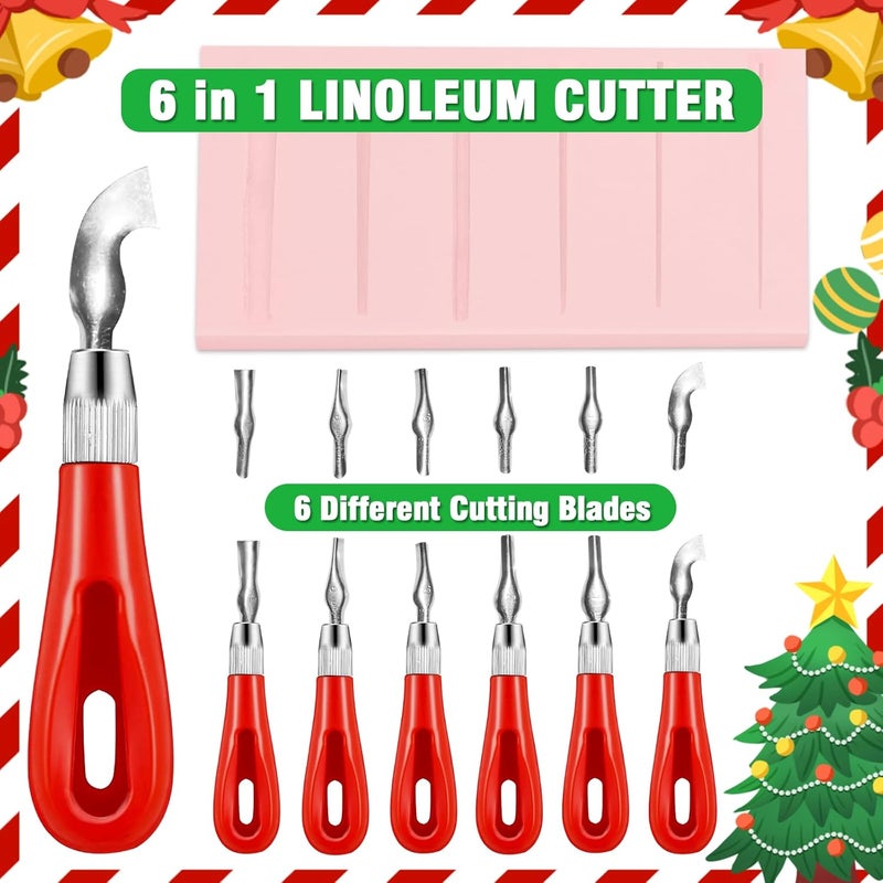 WAYCOM Rubber Stamp Making Kit: Linoleum Cutter Set Hobby Knife Pencil for DIY Stamp Carving Craft Hobby Kits Birthday Gift for Adults/Women/Men/Boys/Girls - Image 2