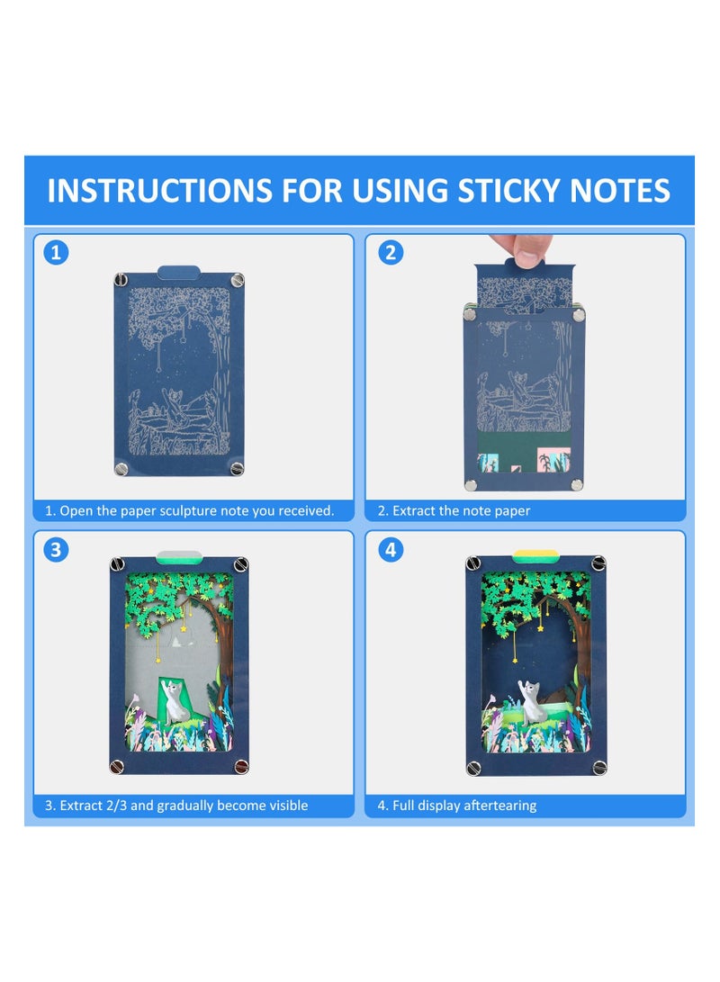 SYOSI New 3D Memo Pad, Star Cat 3D Art Non Sticky Notes with Pen Holder Tear-Away, 3D Desk Note Pad DIY 3D Memo Pad Paper Carving Art for Birthday Mother's Day Valentine's Day Wedding Gifts - Image 5