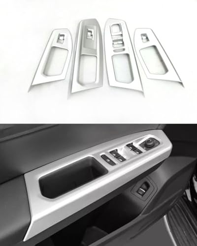 ANUNFRRE Car Accessories Fit for Volkswagen VW Atlas 2018-2023 ABS （Matte Silver） Interior Door Window Control Lock Switch Panel Cover Trim 4PCS Set(Only for Left Hand Drive) - Image 1