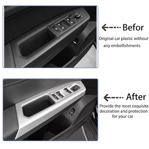 ANUNFRRE Car Accessories Fit for Volkswagen VW Atlas 2018-2023 ABS （Matte Silver） Interior Door Window Control Lock Switch Panel Cover Trim 4PCS Set(Only for Left Hand Drive) - Image 4